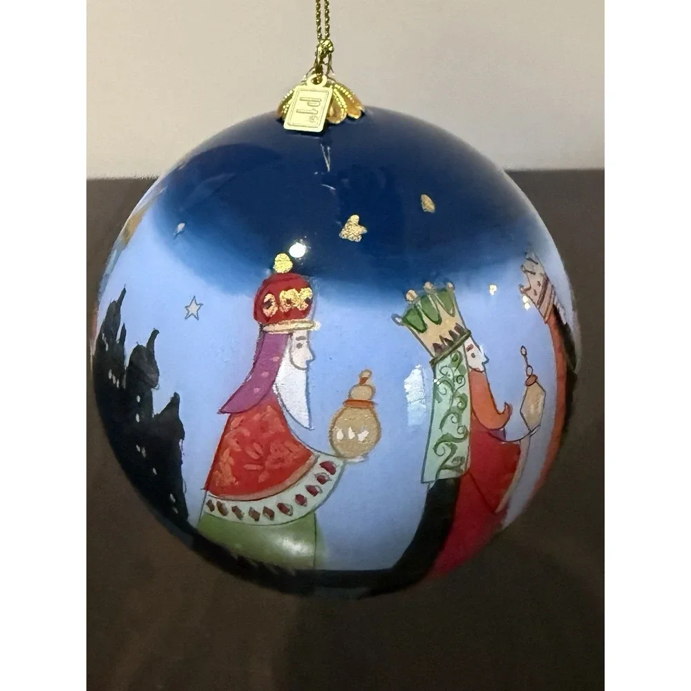 Pier 1 LI BIEN Manger Nativity Christmas Baby Jesus Glass Ornament, 2019
